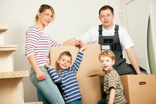 Commercial moving team preparing office relocation in Brixton