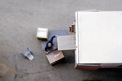 Furniture and boxes being prepared for a small move in Brixton