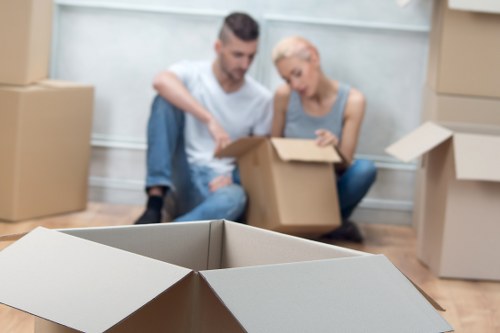 Boxes and fragile items prepared for a flat move in Brixton