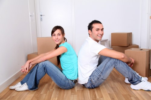 Packed furniture secured inside a removal van for a Brixton move