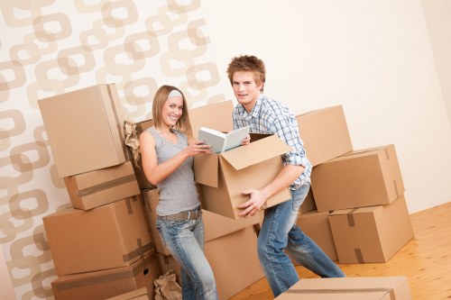 Furniture and boxes being transported for a Brixton flat move