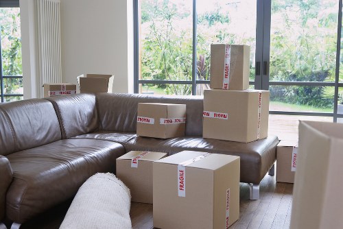 Professional movers carrying furniture in a Brixton flat